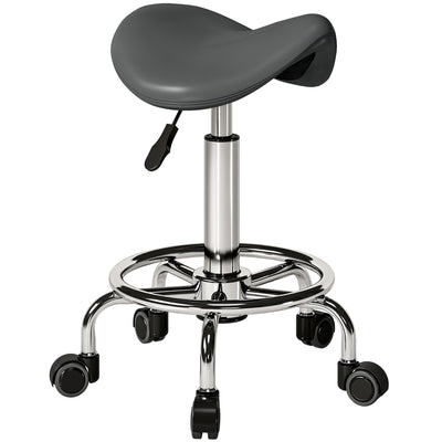 Ergonomic Saddle Chair for Healthy Posture in Home Office or Salon Grey AOSOM