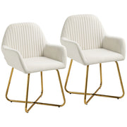 Set of 2 Cream White Upholstered Accent Chairs with Gold Legs for Living Room by HOMCOM