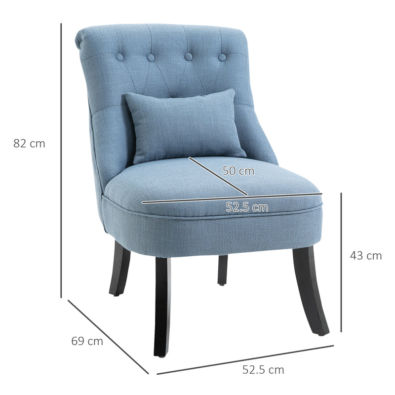 Set of 2 Upholstered Tub Chairs with Cushion and Solid Wood Legs for Home Use Blue