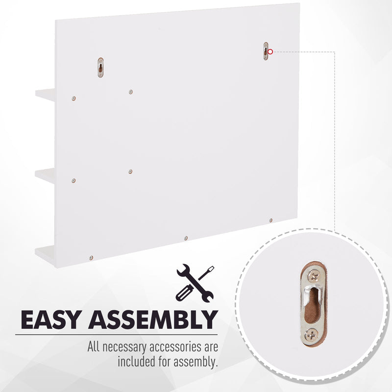 Back of the mirror panel showing the wall-fixing hardware included for assembly
