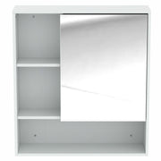 White mirror cabinet with the mirrored door on a white background