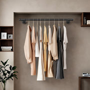 Wall-mounted industrial pipe clothes rail by Songmics, main product view