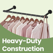 Wall-mounted industrial pipe clothes rail by Songmics, styled with hanging clothes