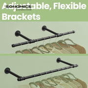 Wall-mounted industrial pipe clothes rail by Songmics, dimensions diagram