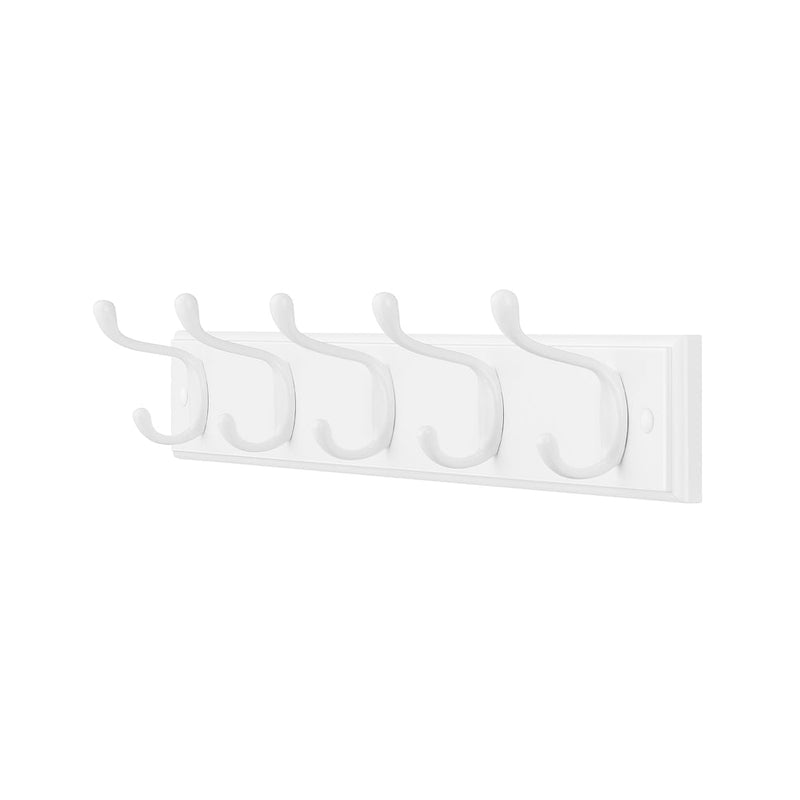Cloud white wall-mounted coat rack with 5 dual hooks shown on a plain background