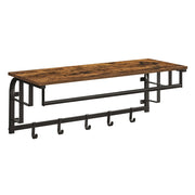 Vasagle wall mounted coat rack with rustic brown shelf, black rail and 5 hooks