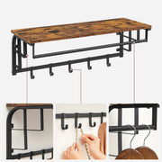 Angled product view with insets of the wall bracket, the hooks and the hanging rail