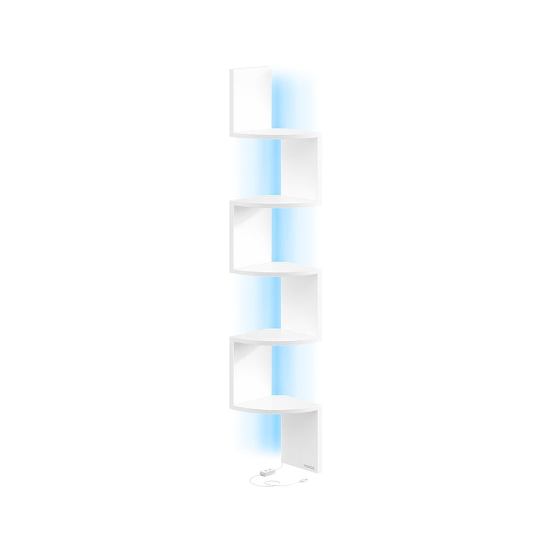 Vasagle RGB corner wall shelf - studio photo with lights on
