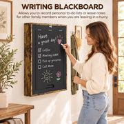 Lifestyle photo of a woman writing a to-do list on the built-in chalkboard panel