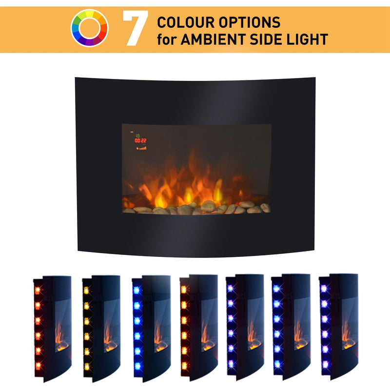 Diagram showing the 7 available ambient side light colour options