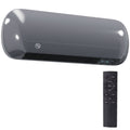 Homcom grey wall mounted electric heater shown with its black remote control on a white background