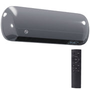 Homcom grey wall mounted electric heater shown with its black remote control on a white background