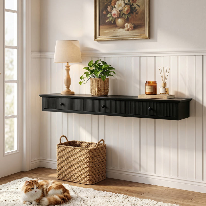 Wall Mounted Hallway Shelf, Black