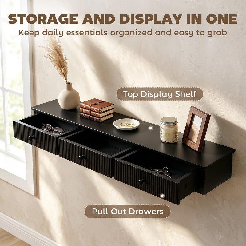 Wall Mounted Hallway Shelf, Black