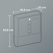 Wall mounted mailbox open door showing interior and newspaper holder