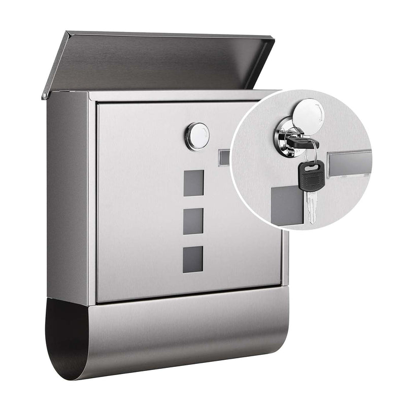 Close-up of the lock and keys on the SONGMICS wall-mounted mailbox