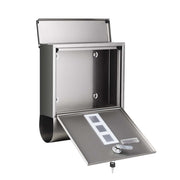 SONGMICS wall-mounted mailbox with front door open showing the empty interior compartment