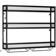 HOMCOM black wall-mounted wine rack, empty studio shot showing the three-tier metal frame with mesh sides