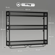 Dimension diagram showing the wine rack's 100 x 15 x 80cm size and 17kg weight capacity