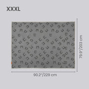Size diagram labelled XXXL showing the blanket at 229 cm by 203 cm
