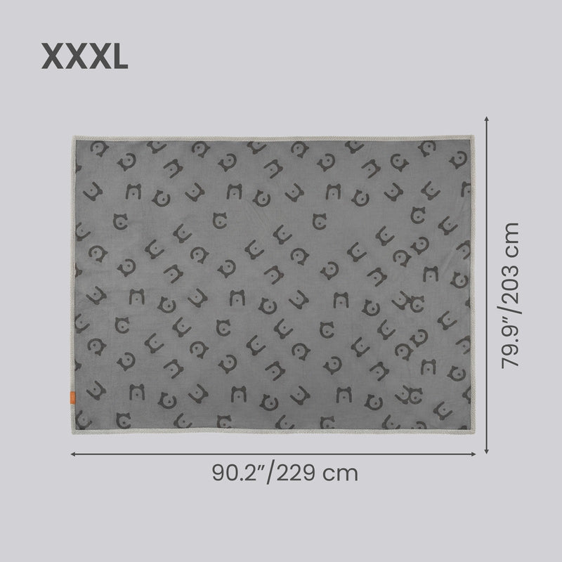 Size diagram labelled XXXL showing the blanket at 229 cm by 203 cm