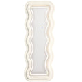 Homcom wavy full length mirror in cream white, front view on a plain background