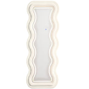 Homcom wavy full length mirror in cream white, front view on a plain background