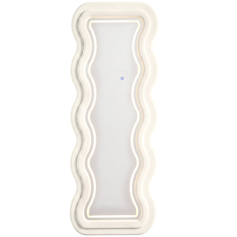 Homcom wavy full length mirror in cream white, front view on a plain background