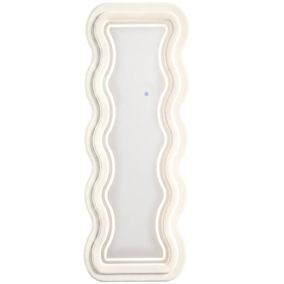 Homcom wavy full length mirror in cream white, front view on a plain background