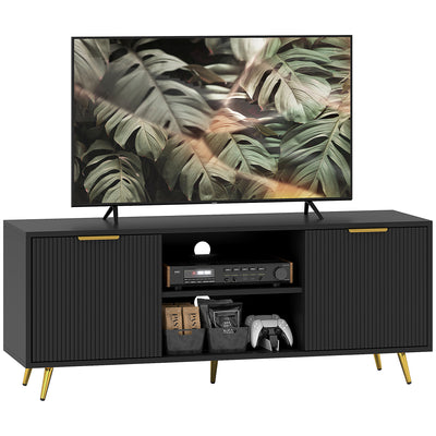 Black TV Stand Cabinet for TVs up to 55 Inch with Storage Shelves and Cable Management by HOMCOM