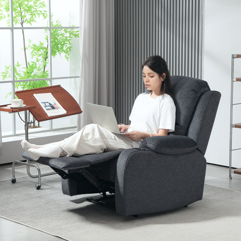 Black Microfibre Manual Reclining Armchair With Footrest by HOMCOM