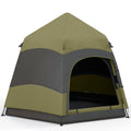 Pop Up 4 Person Tent for Quick and Easy Camping Shelter Dark Green and Light Grey
