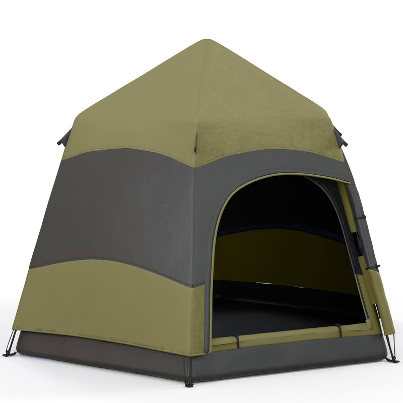 Pop Up 4 Person Tent for Quick and Easy Camping Shelter Dark Green and Light Grey