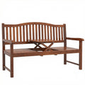 Convertible Wooden Garden Bench With Lift-Up Table and Weatherproof Cover Light Brown Outsunny