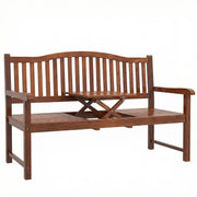 Convertible Wooden Garden Bench With Lift-Up Table and Weatherproof Cover Light Brown Outsunny
