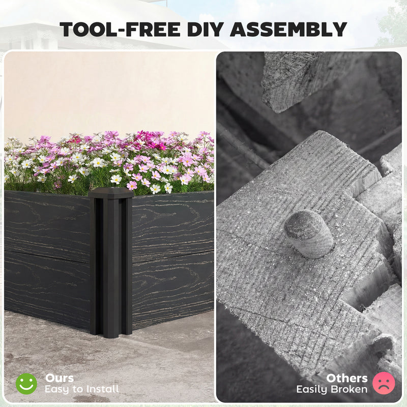 Raised Garden Bed for Easy Vegetable and Herb Growing with Tool Free Assembly Dark Grey Outsunny