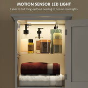 Slim Bathroom Storage Cabinet With Motion Sensor Lighting For Small Spaces White AOSOM