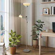 LED Floor Lamp with Adjustable Reading Light Ideal for Living Rooms or Bedrooms Silver Tone
