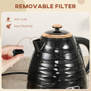 Black 3kW Rapid Boil Honeycomb Cordless Kettle for Fast Heating by HOMCOM