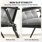 Garden Chair Cushion Set of 4 with Headrest and Back Support Water Repellent Light Grey Outsunny