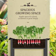 Elevated Wooden Garden Planter Box with PE Cover for Outdoor Use Dark Grey