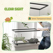 50L Glass Turtle Tank Aquarium with Basking Platform and Easy Drainage Feature, Black
