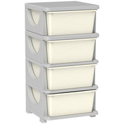 Four Tier Kids Storage Unit With Removable Drawers Perfect For Toys And Books White