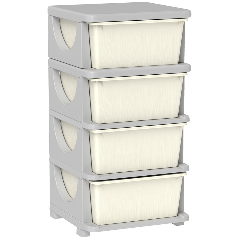 Four Tier Kids Storage Unit With Removable Drawers Perfect For Toys And Books White