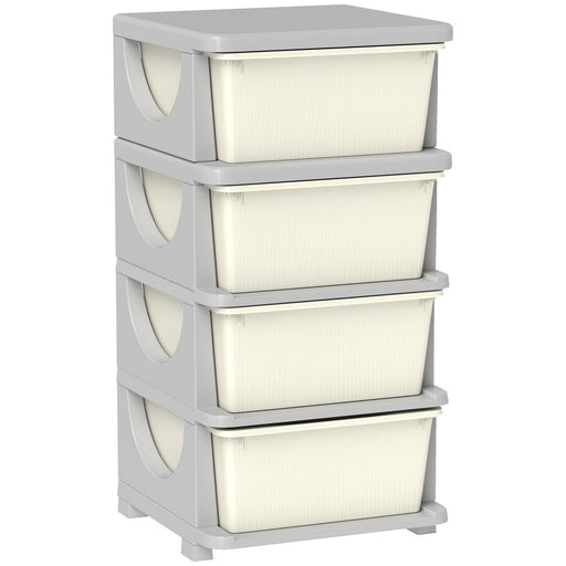 Four Tier Kids Storage Unit With Removable Drawers Perfect For Toys And Books White