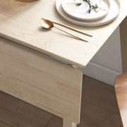 Folding Wooden Dining Table for Small Kitchens Seats 2 to 4 with Drop Leaf Design Natural