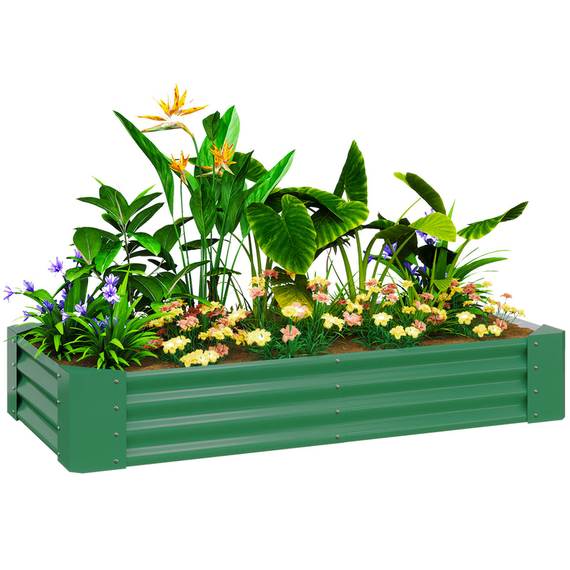 Green 180 x 90cm Galvanised Steel Open Garden Planter Durable Raised Bed by Outsunny