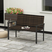 2 Seater Rattan Garden Bench with Cushions and Steel Frame for Patio or Park by Outsunny