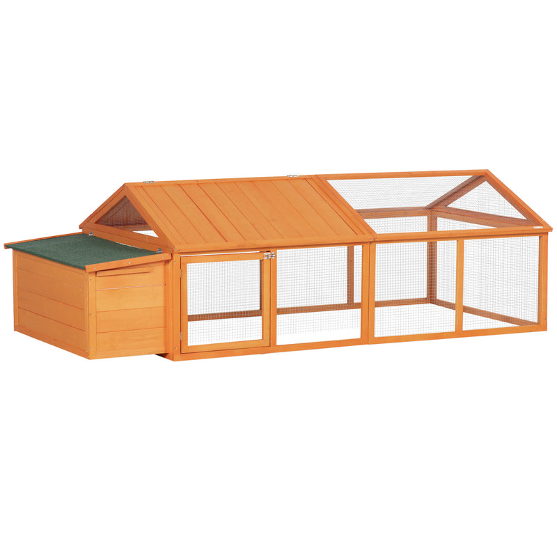 Wooden Chicken Coop with Nesting Box and Openable Roof for Up to 8 Hens Natural Wood