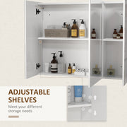 LED Bathroom Mirror Cabinet With USB Charging Shelf and Storage Cupboard, White